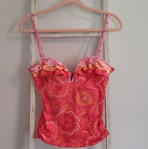 Coco Rave XL 38 B cup ruffle tie back tankini